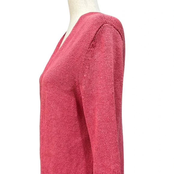 J. Jill Sweater Extra Small XS Women's Coral Linen & Rayon Open Front Cardigan - Picture 6 of 11